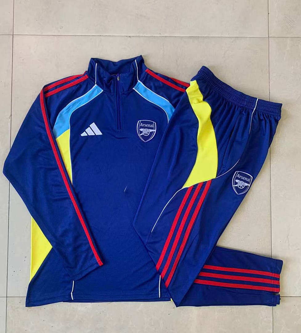 Arsenal 25/26 Sudadera Niño · Azul · Retro · Detalles Azul y Amarillo