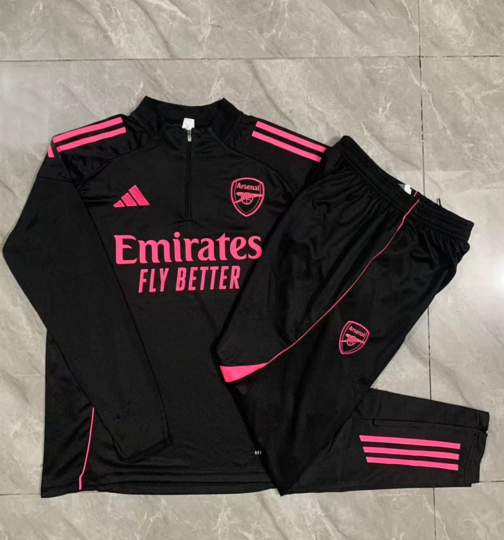 Arsenal 25/26 Sudadera Niño · Negro · Patrocinador Rosado