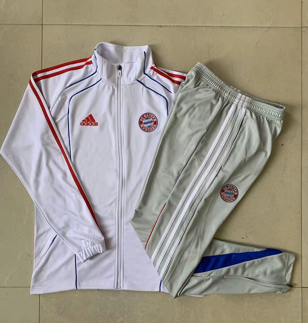 Bayern Múnich 25/26 Chaqueta Niño · Blanco · Retro · Ribetes Azul