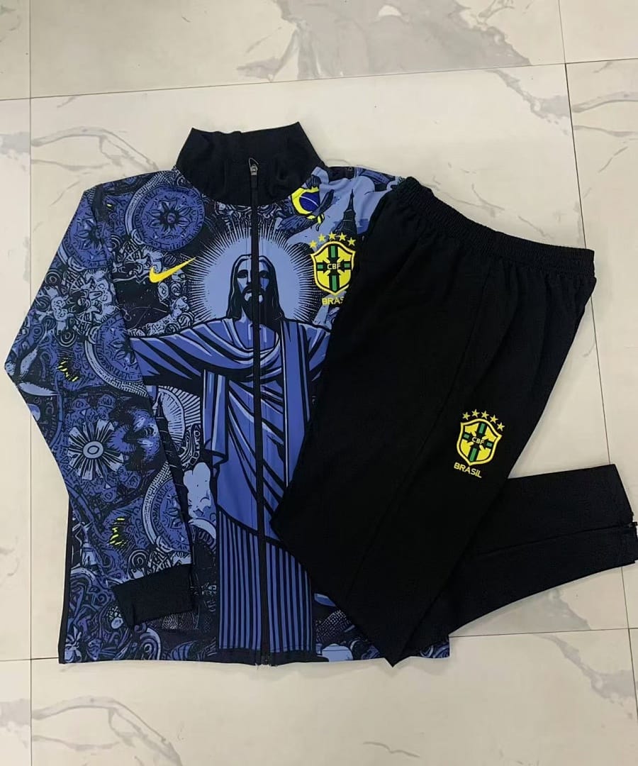 Brasil 24/25 Chaqueta Niño · Gris Azulado · Estampado