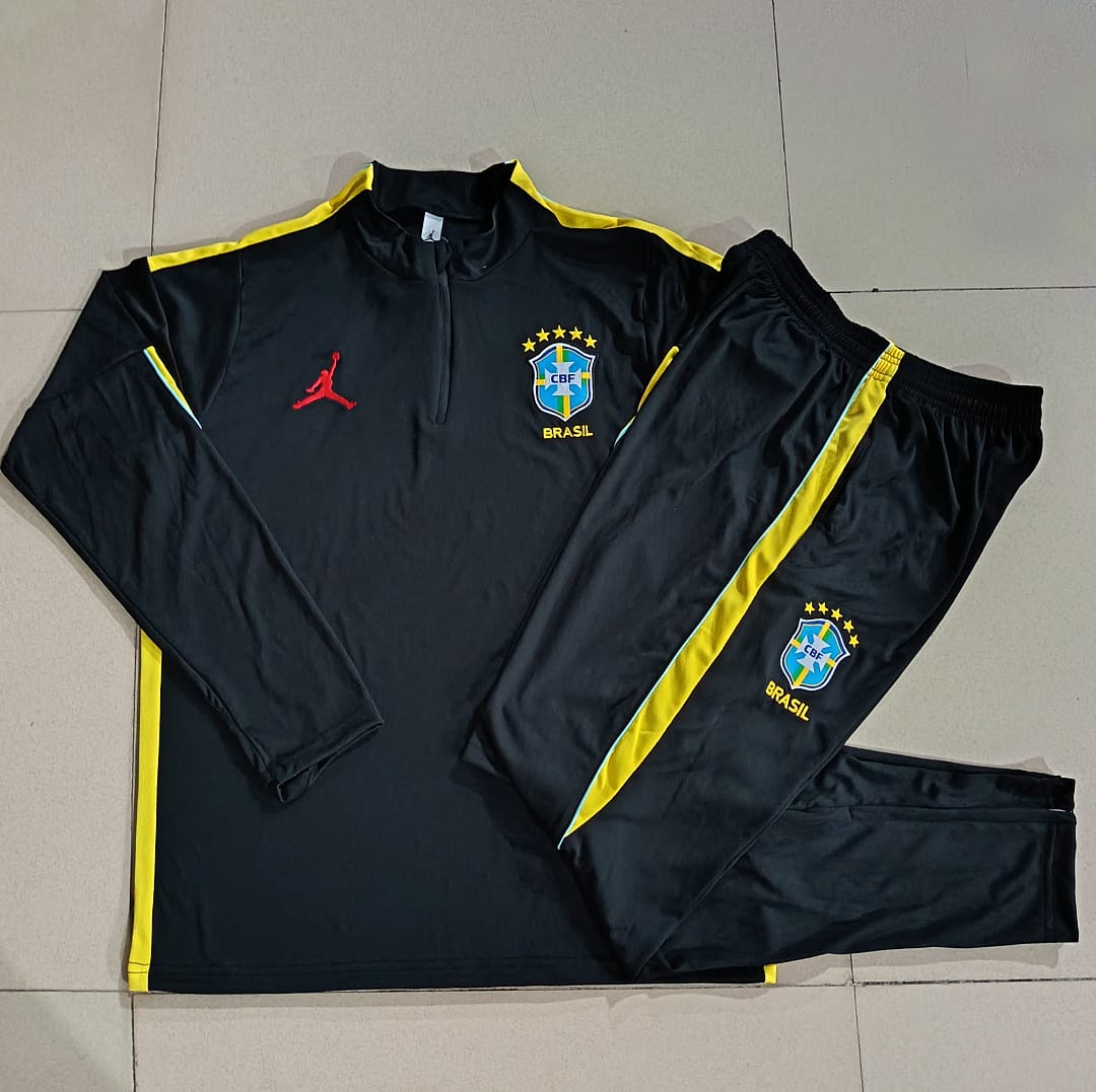 Brasil 26/27 Sudadera Niño · Negro · Detalles Amarillo
