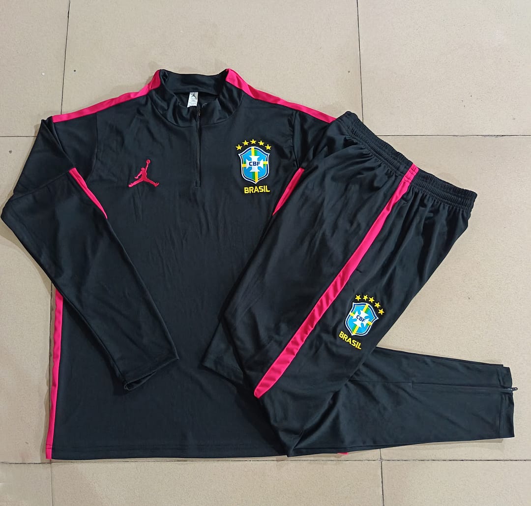 Brasil 26/27 Sudadera Niño · Negro · Detalles Rojo