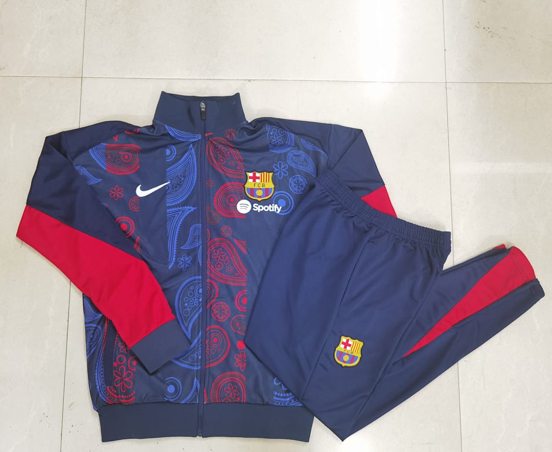 FC Barcelona 24/25 Chaqueta Niño · Azul Rey · Estampado · Geométrico
