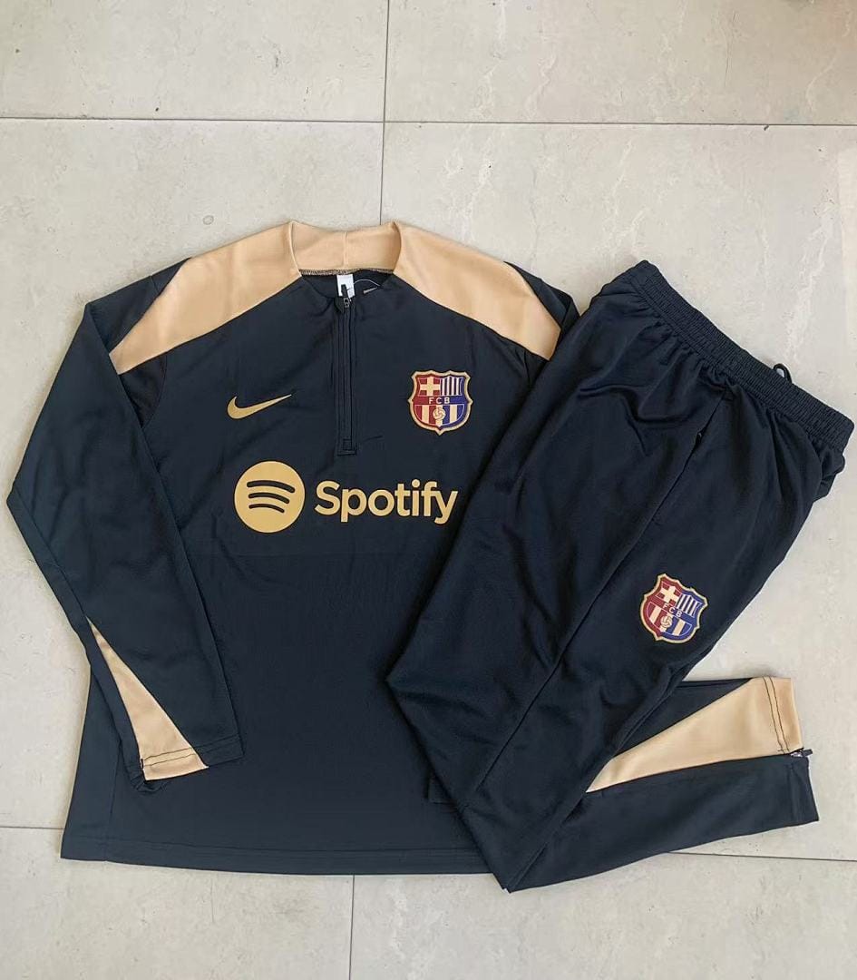FC Barcelona 24/25 Sudadera Niño · Negro · Hombros Mostaza