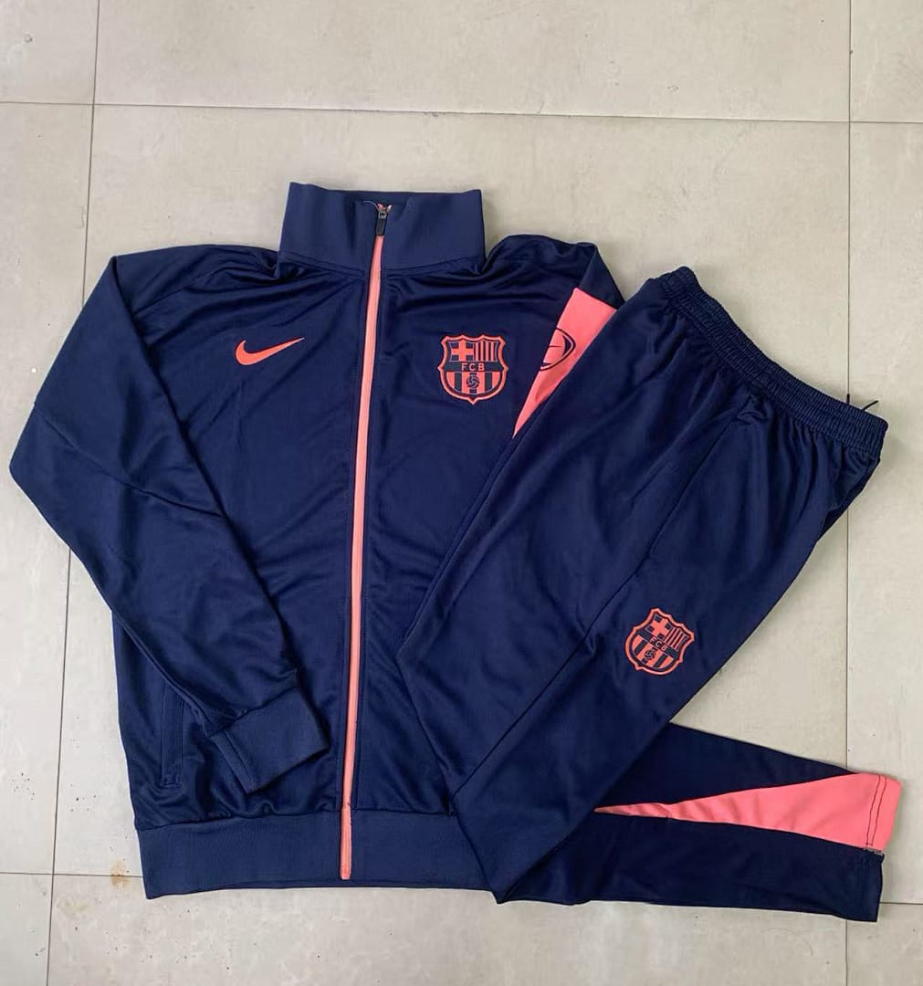 FC Barcelona 25/26 Chaqueta Niño · Azul Marino · Mangas Rosado