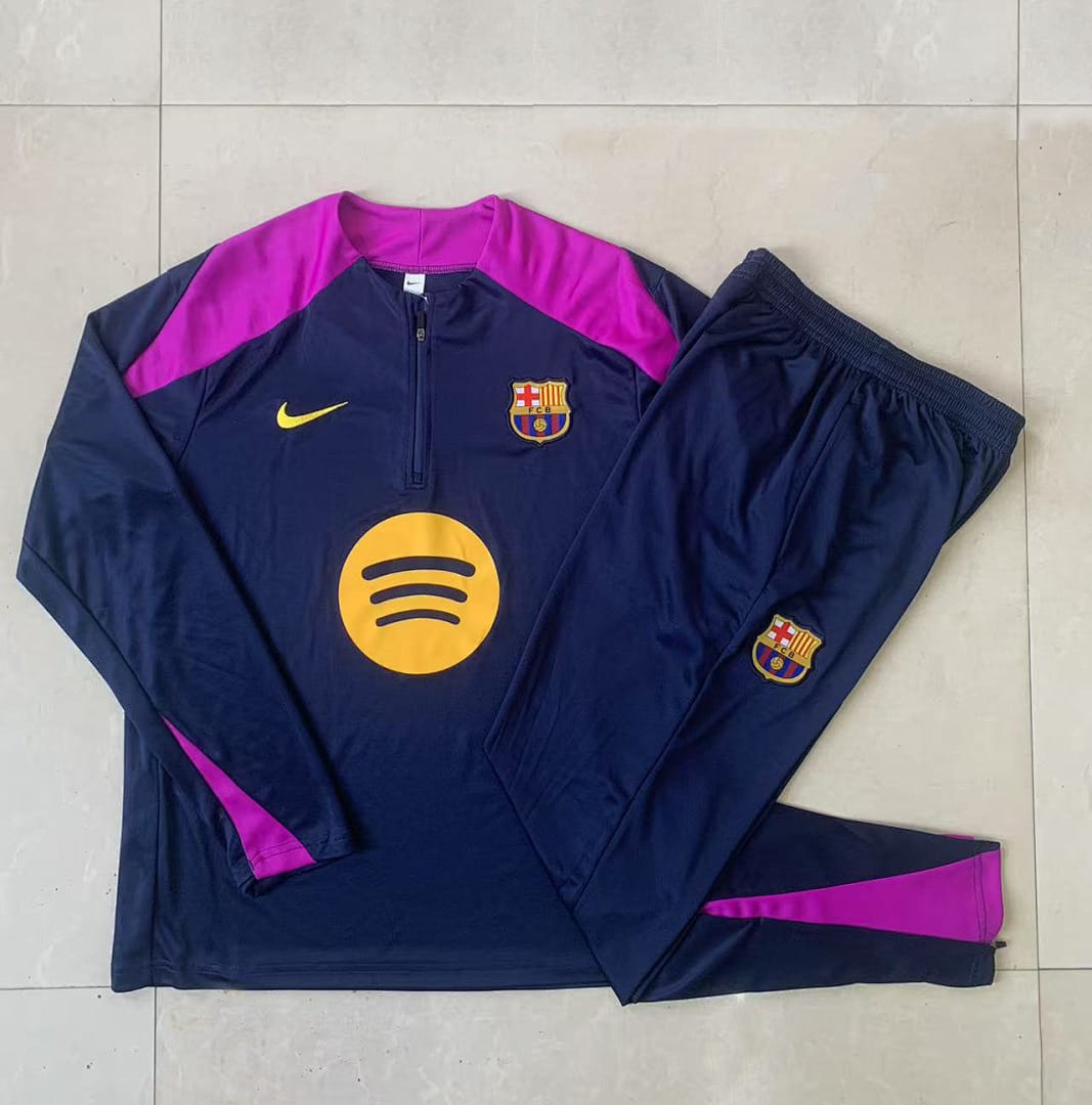 FC Barcelona 25/26 Sudadera Niño · Azul Marino · Hombros Morado