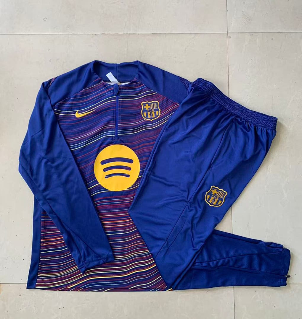 FC Barcelona 25/26 Sudadera Niño · Azul · Rayas Diagonales
