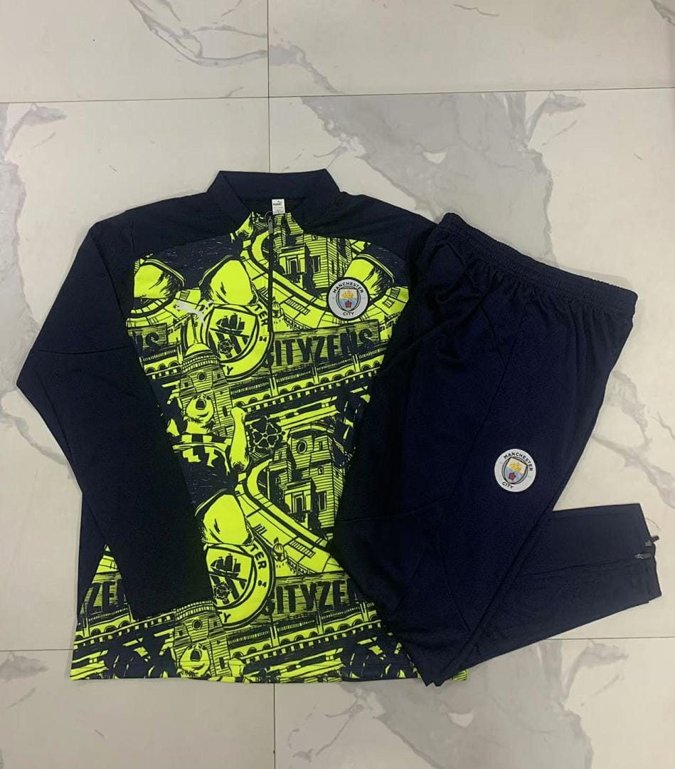 Manchester City 24/25 Sudadera Niño · Verde Fluorescente · Estampado