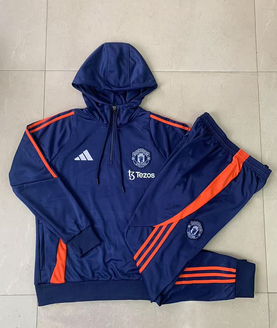 Manchester United 24/25 Sudadera con Capucha Niño · Azul Rey
