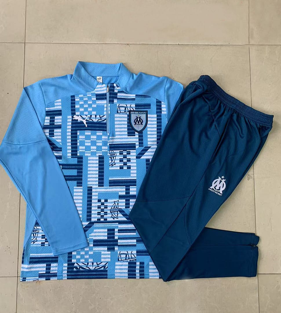 Olympique de Marsella 24/25 Sudadera Niño · Celeste · Estampado · Versión Jugador