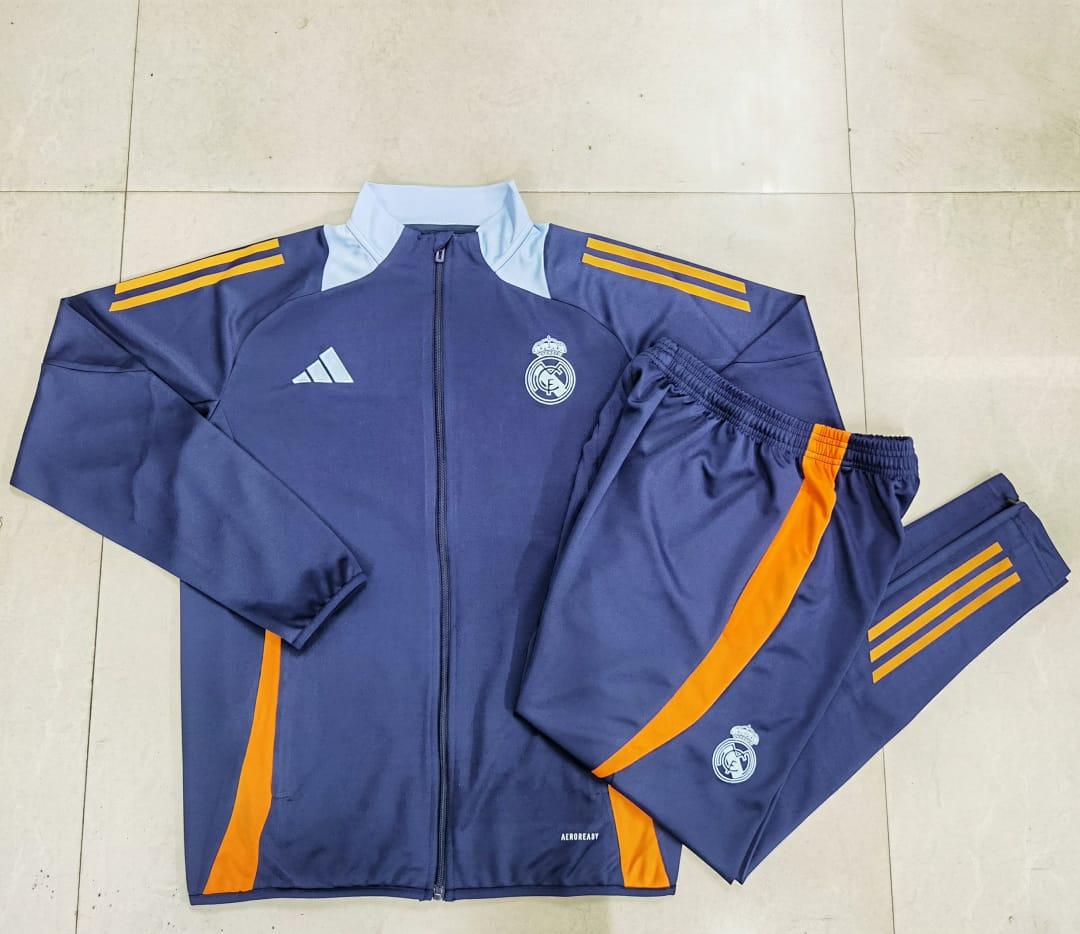 Real Madrid 24/25 Chaqueta Niño · Azul Rey · Cuello Celeste