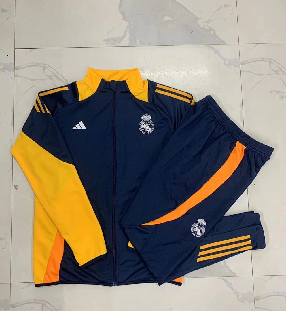 Real Madrid 24/25 Chaqueta Niño · Azul Rey · Detalles Amarillo