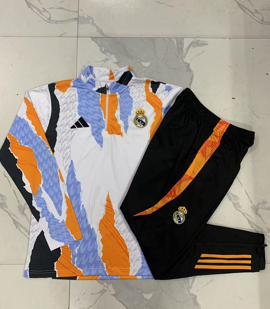 Real Madrid 24/25 Sudadera Niño · Azul, Blanco y Amarillo · Estampado