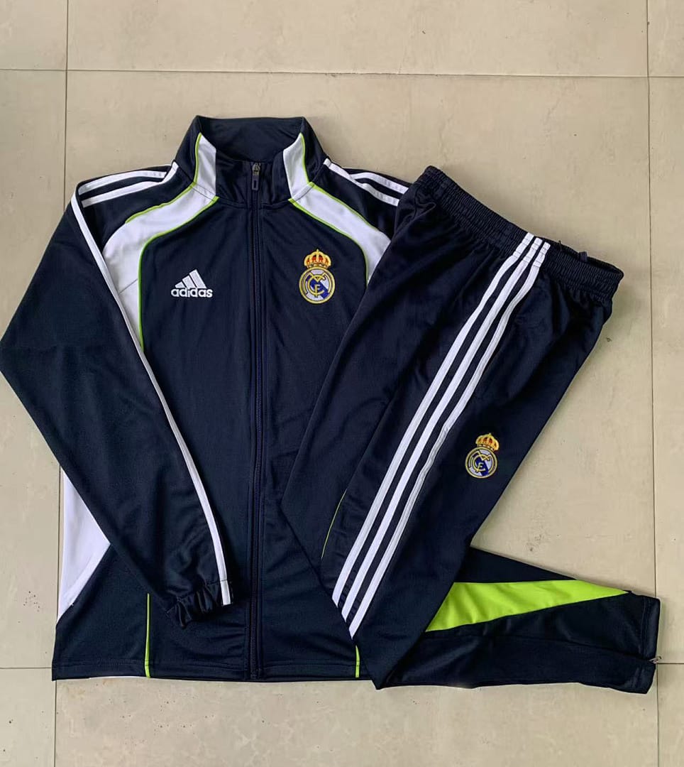 Real Madrid 25/26 Chaqueta Niño · Azul Marino · Retro · Detalles Blanco