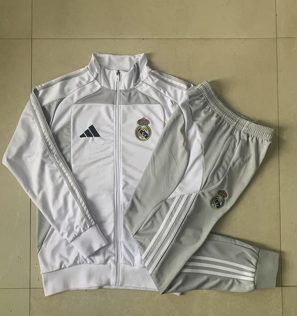 Real Madrid 25/26 Chaqueta Niño · Blanco y Gris