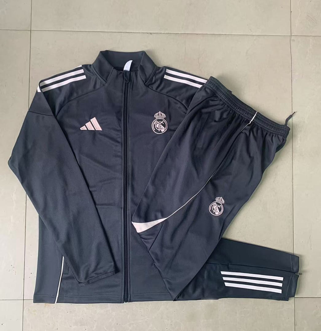 Real Madrid 25/26 Chaqueta Niño · Gris Oscuro