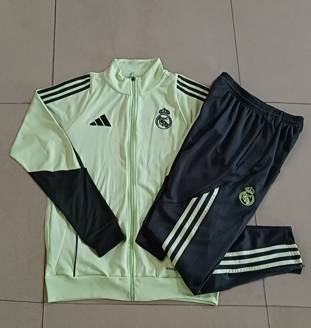 Real Madrid 25/26 Chaqueta Niño · Verde Claro · Mangas Gris Verdoso