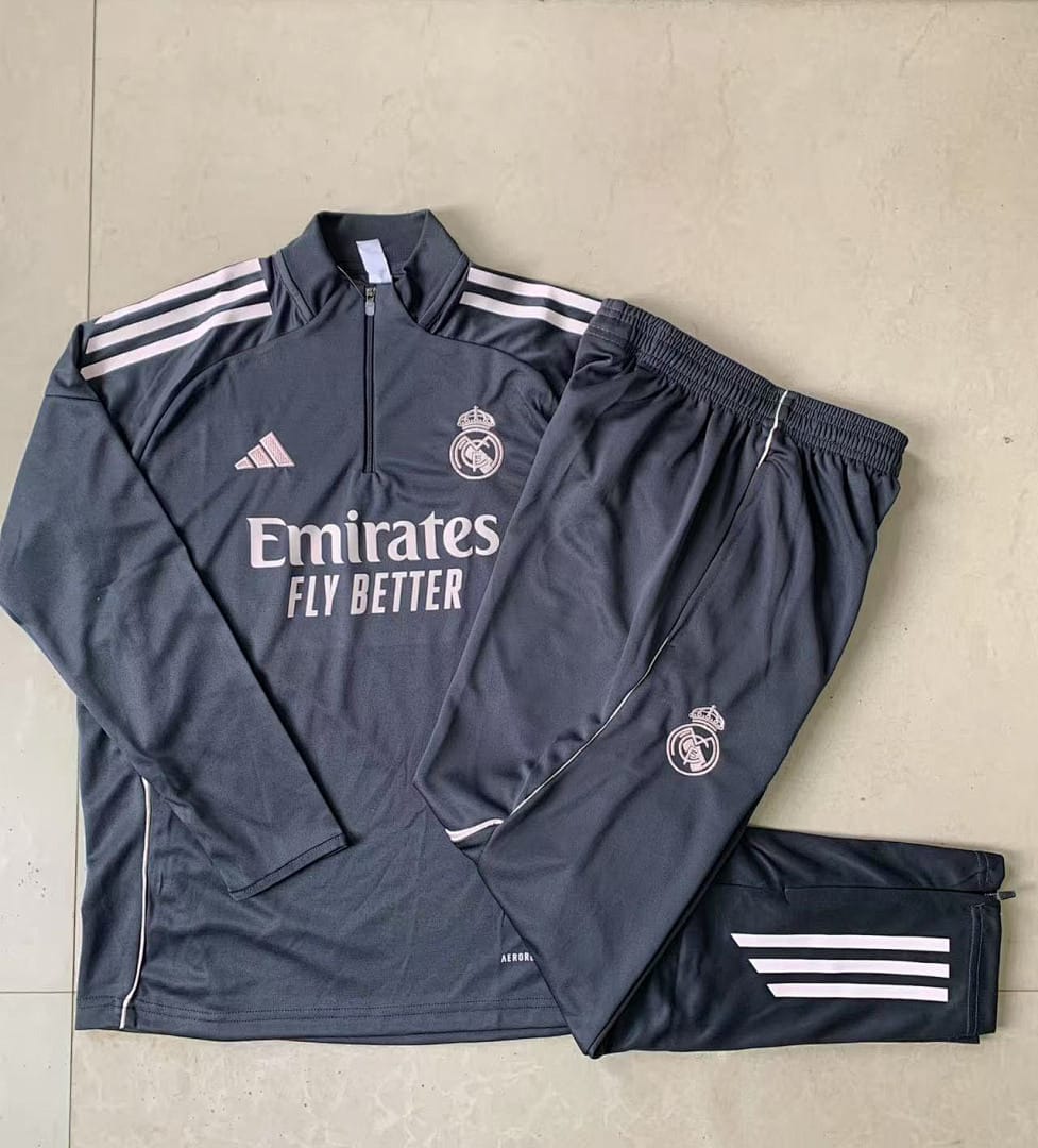 Real Madrid 25/26 Sudadera Niño · Gris Oscuro